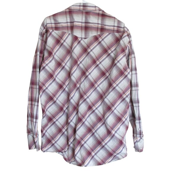 Roper Western Pearl Snap Plaid Dress Shirt Mens Large Purple Long Sleeve Collar‎ - Picture 6 of 6